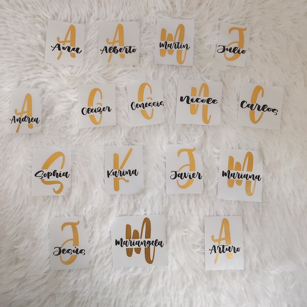 Sticker con nombre personalizado para copa de cristal