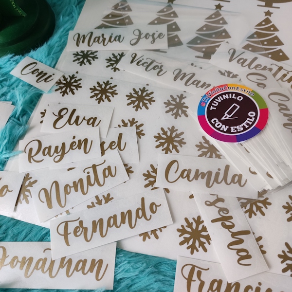 Nombres en vinilo para esferas y copas de fiesta